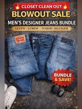 🔥 Men’s Designer Jeans Bundle – Levi’s, J.Crew & Tommy Hilfiger 🔥